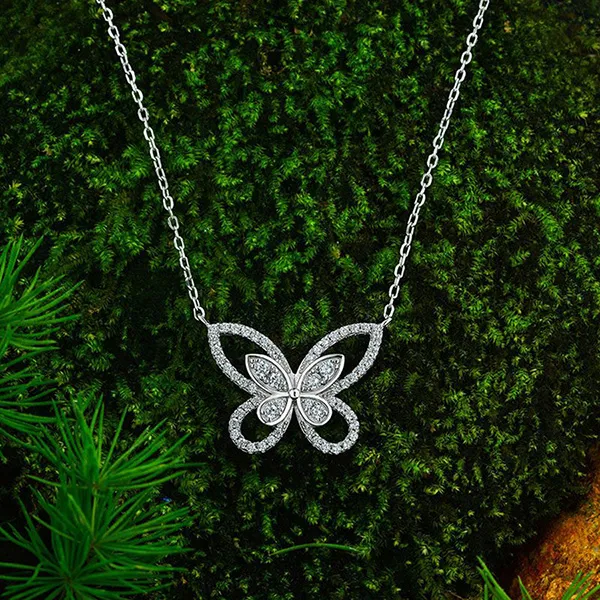 Dây Chuyền Nữ Lili Jewelry Đính Đá CZ Hình Con Bướm Xinh LILI_675171 Màu Bạc
