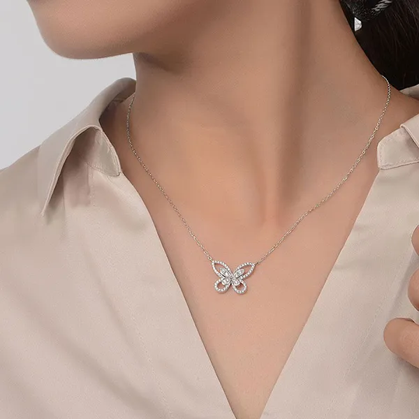 Dây Chuyền Nữ Lili Jewelry Đính Đá CZ Hình Con Bướm Xinh LILI_675171 Màu Bạc