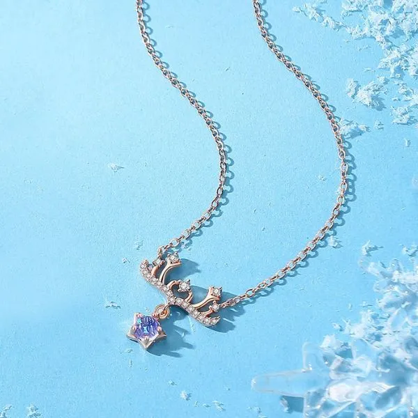Dây Chuyền Nữ Lili Jewelry Đính Đá CZ Hình Gạc Hươu Tori LILI_071455 Màu Vàng Hồng