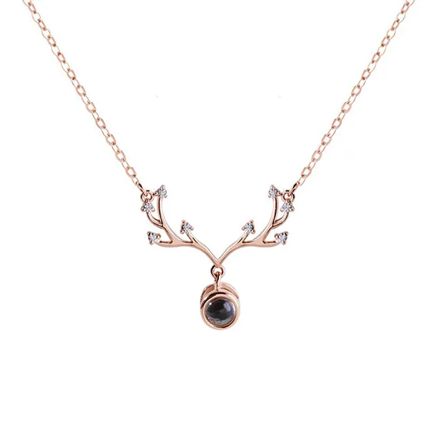 Dây Chuyền Nữ Lili Jewelry Đính Đá CZ Hình Gạc Nai LILI_942456 Màu Vàng Hồng