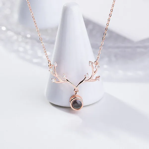 Dây Chuyền Nữ Lili Jewelry Đính Đá CZ Hình Gạc Nai LILI_942456 Màu Vàng Hồng