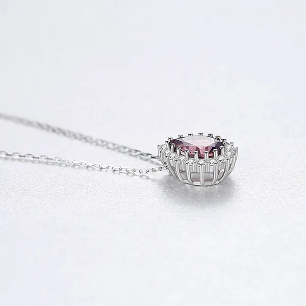 Dây Chuyền Nữ Lili Jewelry Đính Đá CZ Hình Giọt Nước Jazmin LILI_098019 Màu Hồng Bạc