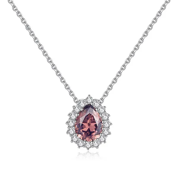 Dây Chuyền Nữ Lili Jewelry Đính Đá CZ Hình Giọt Nước Jazmin LILI_098019 Màu Hồng Bạc
