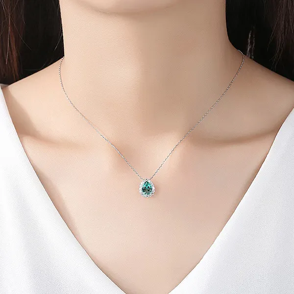 Dây Chuyền Nữ Lili Jewelry Đính Đá CZ Hình Giọt Nước Jazmin LILI_098019 Màu Xanh Lá