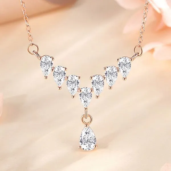 Dây Chuyền Nữ Lili Jewelry Đính Đá CZ Hình Giọt Nước Liberty LILI_105742 Màu Vàng Hồng - Trang sức - Vua Hàng Hiệu