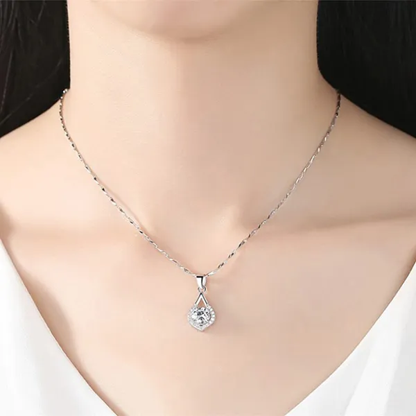 Dây Chuyền Nữ Lili Jewelry Đính Đá CZ Hình Giọt Nước LILI_972639 Màu Bạc - Trang sức - Vua Hàng Hiệu