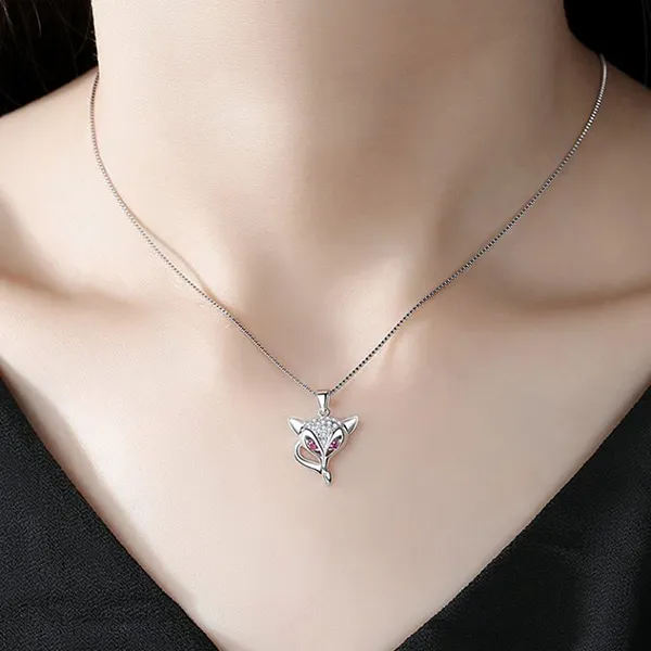 Dây Chuyền Nữ Lili Jewelry Đính Đá CZ Hình Cáo Hồ Ly Lucy LILI_055147 Màu Bạc - Trang sức - Vua Hàng Hiệu