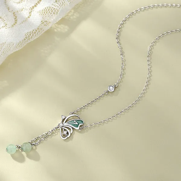 Dây Chuyền Nữ Lili Jewelry Đính Đá CZ Hình Hồ Điệp Angelica LILI_105230 Màu Bạc - Trang sức - Vua Hàng Hiệu
