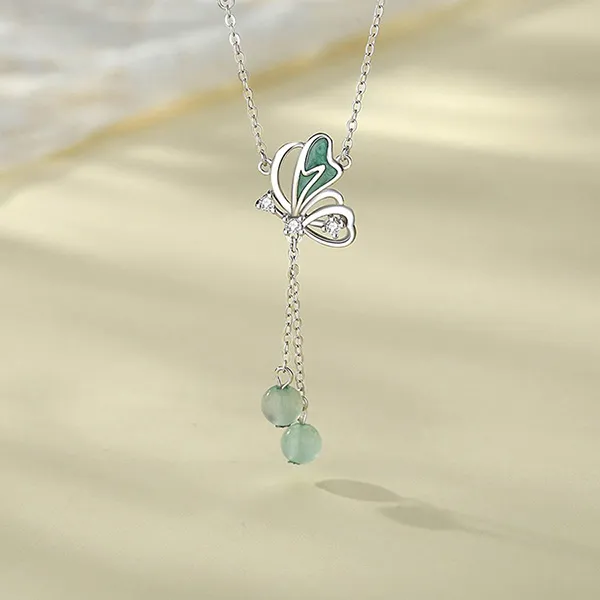 Dây Chuyền Nữ Lili Jewelry Đính Đá CZ Hình Hồ Điệp Angelica LILI_105230 Màu Bạc - Trang sức - Vua Hàng Hiệu