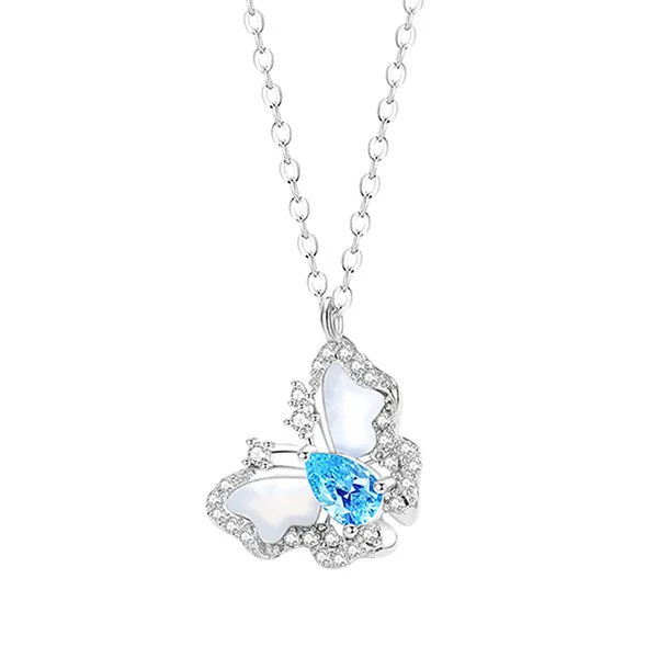 Dây Chuyền Nữ Lili Jewelry Đính Đá CZ Hình Hồ Điệp Bella LILI_125654 Màu Bạc/Xanh - Trang sức - Vua Hàng Hiệu