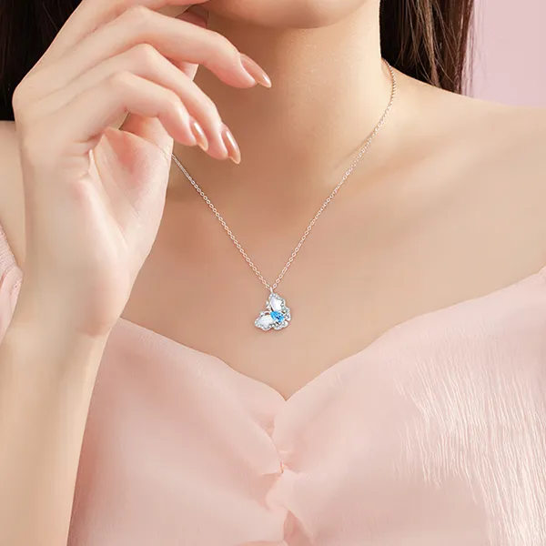 Dây Chuyền Nữ Lili Jewelry Đính Đá CZ Hình Hồ Điệp Bella LILI_125654 Màu Bạc/Xanh - Trang sức - Vua Hàng Hiệu