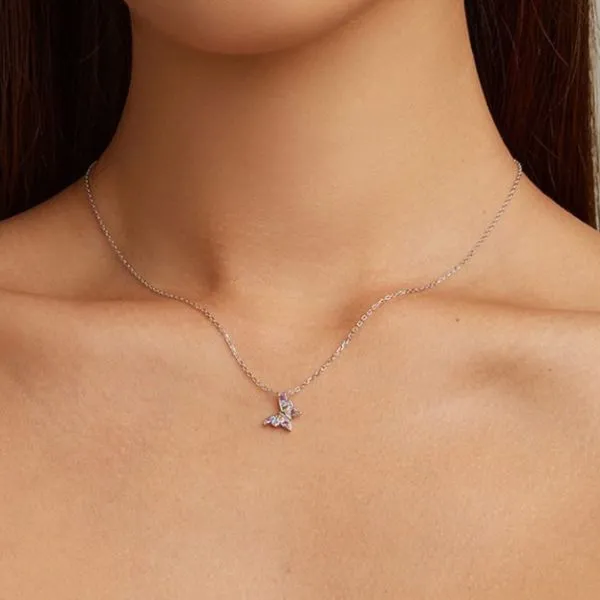 Dây Chuyền Nữ Lili Jewelry Đính Đá CZ Hình Hồ Điệp Julie LILI_105506 Màu Trắng