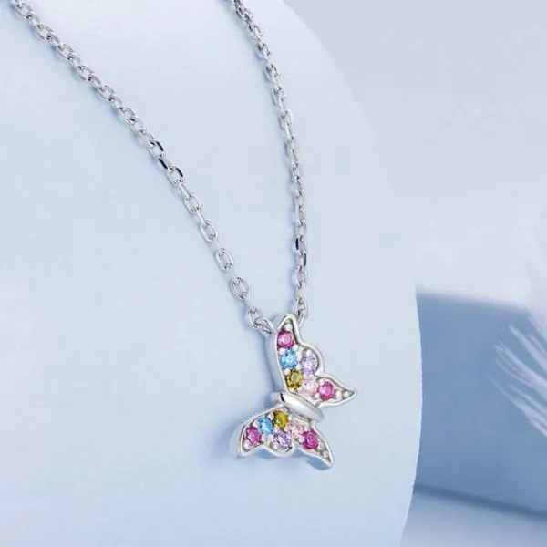 Dây Chuyền Nữ Lili Jewelry Đính Đá CZ Hình Hồ Điệp Julie LILI_105506 Màu Trắng