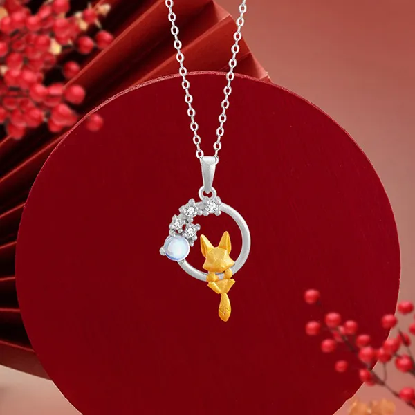 Dây Chuyền Nữ Lili Jewelry Đính Đá CZ Hình Hồ Ly Alaia LILI_159604 Màu Vàng Bạc - Trang sức - Vua Hàng Hiệu