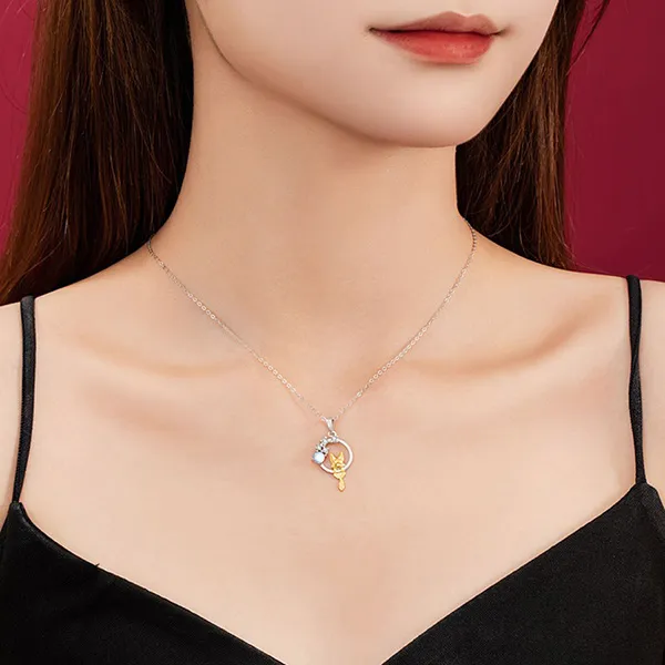 Dây Chuyền Nữ Lili Jewelry Đính Đá CZ Hình Hồ Ly Alaia LILI_159604 Màu Vàng Bạc - Trang sức - Vua Hàng Hiệu