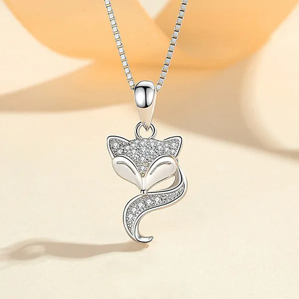 Dây Chuyền Nữ Lili Jewelry Đính Đá CZ Hình Hồ Ly Julia LILI_159434 Màu Bạc - Trang sức - Vua Hàng Hiệu