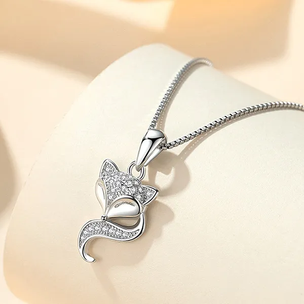 Dây Chuyền Nữ Lili Jewelry Đính Đá CZ Hình Hồ Ly Julia LILI_159434 Màu Bạc - Trang sức - Vua Hàng Hiệu