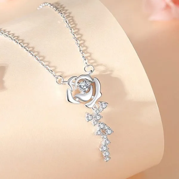 Dây Chuyền Nữ Lili Jewelry Đính Đá CZ Hình Hoa Hồng Alena LILI_105642 Màu Trắng - Trang sức - Vua Hàng Hiệu