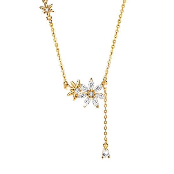Dây Chuyền Nữ Lili Jewelry Đính Đá CZ Hình Hoa Hướng Dương Norah LILI_131298 Màu Vàng Gold - Trang sức - Vua Hàng Hiệu
