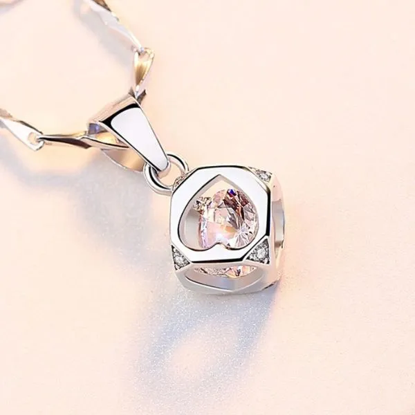 Dây Chuyền Nữ Lili Jewelry Đính Đá CZ Hình Hộp Trái Tim LILI_339211 Màu Trắng - Trang sức - Vua Hàng Hiệu