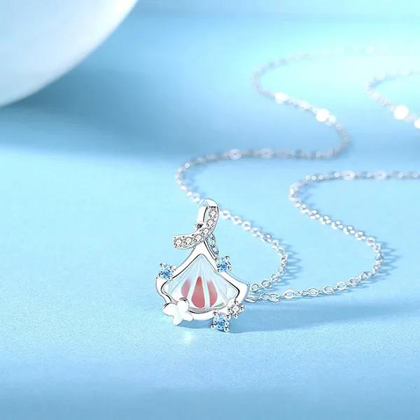 Dây Chuyền Nữ Lili Jewelry Đính Đá CZ Hình Lá Bạch Quả Nevaeh LILI_159588 Màu Bạc