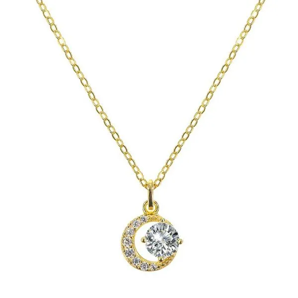 Dây Chuyền Nữ Lili Jewelry Đính Đá CZ Hình Mặt Trăng Cách Điệu The Moon LILI_115876 Màu Vàng Gold