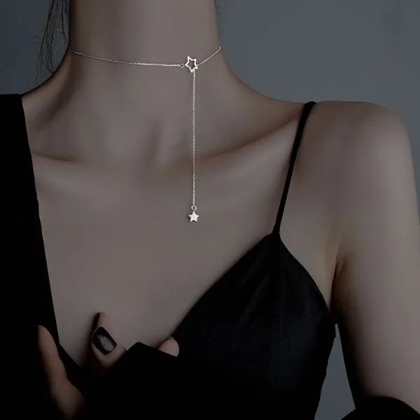 Dây Chuyền Nữ Lili Jewelry Đính Đá CZ Hình Ngôi Sao 5 Cánh Aleah LILI_097359 Màu Trắng
