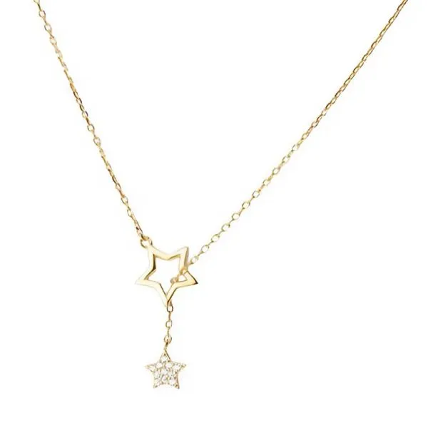 Dây Chuyền Nữ Lili Jewelry Đính Đá CZ Hình Ngôi Sao 5 Cánh Aleah LILI_097359 Màu Vàng Gold