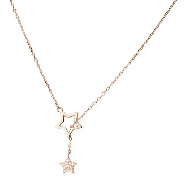 Dây Chuyền Nữ Lili Jewelry Đính Đá CZ Hình Ngôi Sao 5 Cánh Aleah LILI_097359 Màu Vàng Hồng - Trang sức - Vua Hàng Hiệu