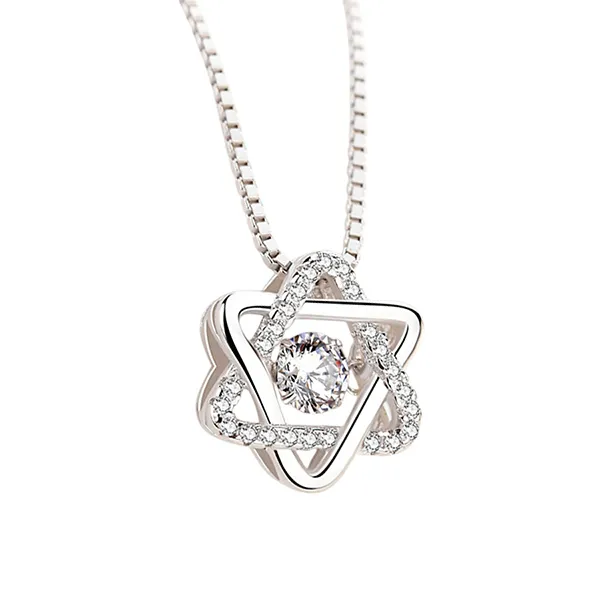Dây Chuyền Nữ Lili Jewelry Đính Đá CZ Hình Ngôi Sao 6 Cánh Milcah LILI_054019 Màu Bạc - Trang sức - Vua Hàng Hiệu