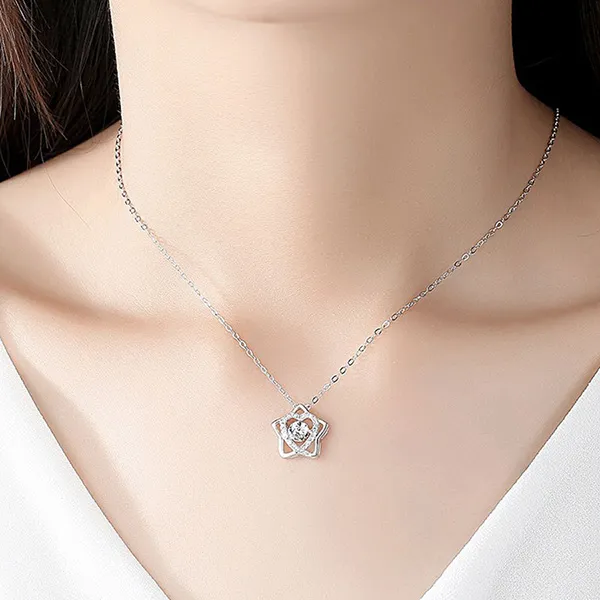 Dây Chuyền Nữ Lili Jewelry Đính Đá CZ Hình Ngôi Sao Trái Tim LILI_054026 Màu Bạc