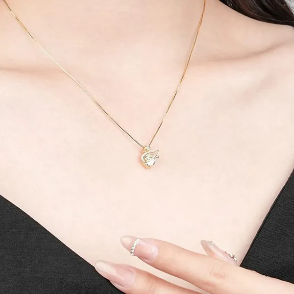 Dây Chuyền Nữ Lili Jewelry Đính Đá CZ Hình Thiên Nga Gregory LILI_657746 Màu Vàng - Trang sức - Vua Hàng Hiệu