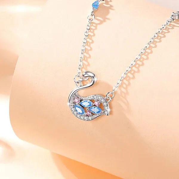 Dây Chuyền Nữ Lili Jewelry Đính Đá CZ Hình Thiên Nga Kiana LILI_106280 Màu Bạc