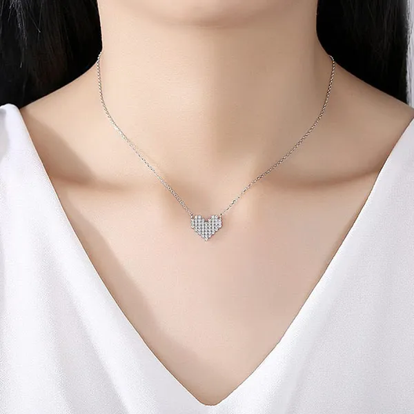 Dây Chuyền Nữ Lili Jewelry Đính Đá CZ Hình Trái Tim Abner LILI_852718 Màu Trắng