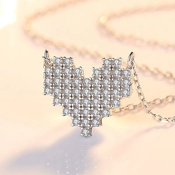 Dây Chuyền Nữ Lili Jewelry Đính Đá CZ Hình Trái Tim Abner LILI_852718 Màu Trắng