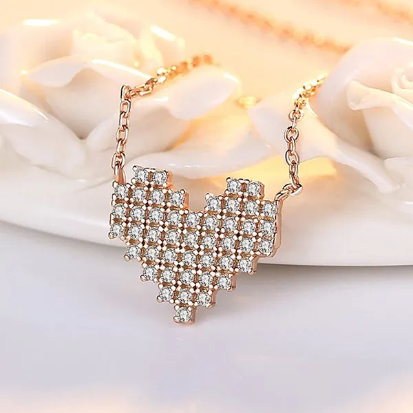 Dây Chuyền Nữ Lili Jewelry Đính Đá CZ Hình Trái Tim Abner LILI_852718 Màu Vàng Hồng