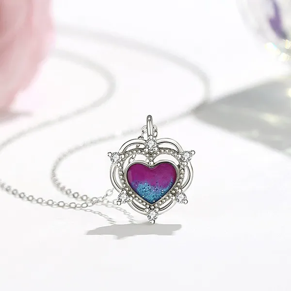 Dây Chuyền Nữ Lili Jewelry Đính Đá CZ Hình Trái Tim Cách Điệu Myrna LILI_851635 Màu Bạc Tím