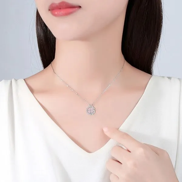 Dây chuyền Nữ Lili Jewelry Đính Đá CZ Hình Trái Tim Cỏ 4 Lá Zoya LILI_098202 Màu Bạc