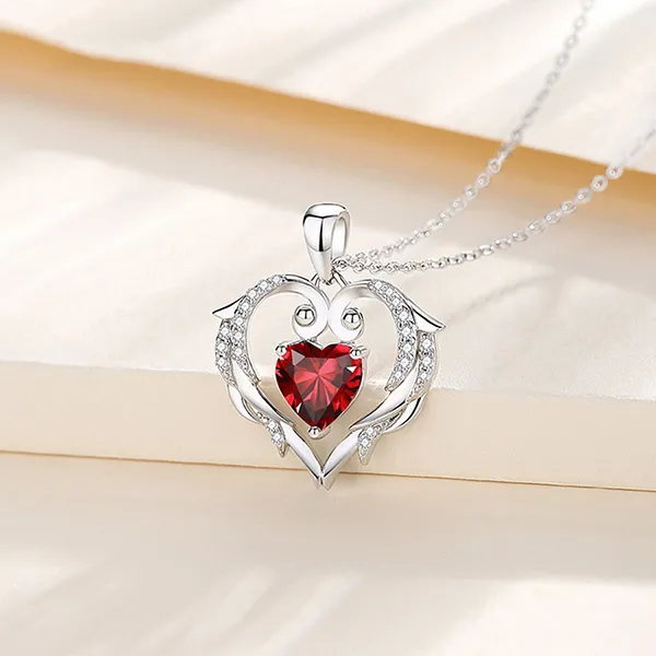 Dây Chuyền Nữ Lili Jewelry Đính Đá CZ Hình Trái Tim Elliot LILI_097893 Màu Bạc/Đỏ