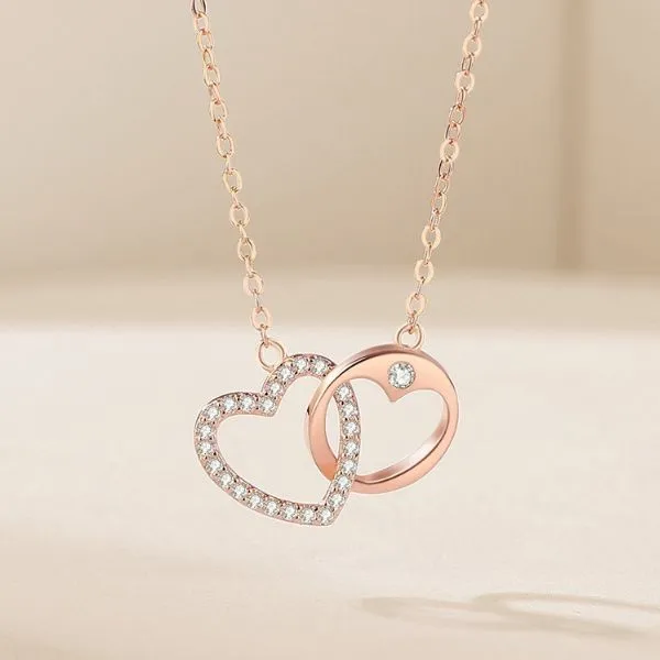 Dây Chuyền Nữ Lili Jewelry Đính Đá CZ Hình Trái Tim Lia LILI_131536 Màu Vàng Hồng