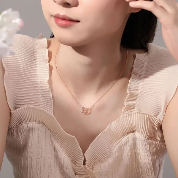 Dây Chuyền Nữ Lili Jewelry Đính Đá CZ Hình Trái Tim Lia LILI_131536 Màu Vàng Hồng