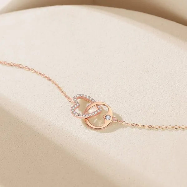 Dây Chuyền Nữ Lili Jewelry Đính Đá CZ Hình Trái Tim Lia LILI_131536 Màu Vàng Hồng