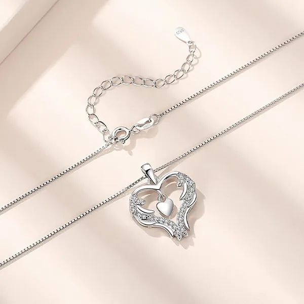 Dây Chuyền Nữ Lili Jewelry Đính Đá CZ Hình Trái Tim LILI_871848 Màu Bạc - Trang sức - Vua Hàng Hiệu