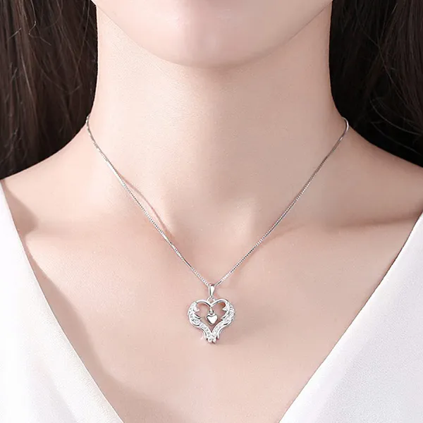 Dây Chuyền Nữ Lili Jewelry Đính Đá CZ Hình Trái Tim LILI_871848 Màu Bạc - Trang sức - Vua Hàng Hiệu
