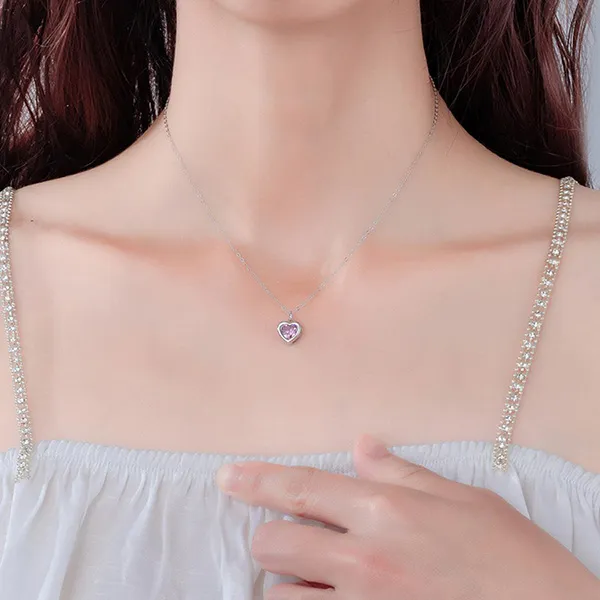 Dây Chuyền Nữ Lili Jewelry Đính Đá CZ Hình Trái Tim My Love LILI_105802 Màu Hồng Bạc - Trang sức - Vua Hàng Hiệu