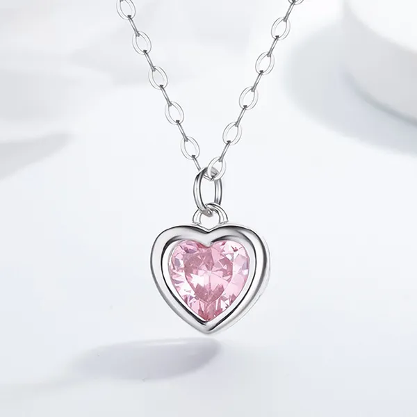 Dây Chuyền Nữ Lili Jewelry Đính Đá CZ Hình Trái Tim My Love LILI_105802 Màu Hồng Bạc - Trang sức - Vua Hàng Hiệu