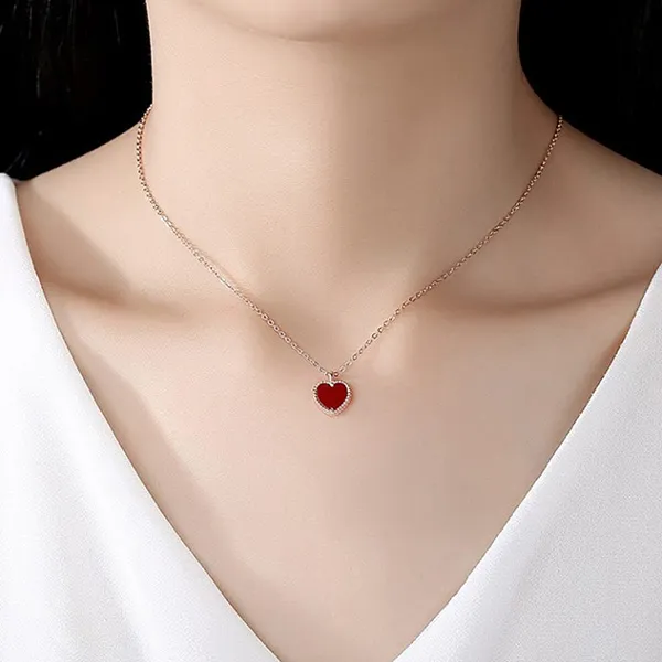 Dây Chuyền Nữ Lili Jewelry Đính Đá CZ Hình Trái Tim Zhuri LILI_098556 Màu Vàng Hồng