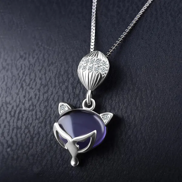 Dây Chuyền Nữ Lili Jewelry Đính Đá CZ Hồ Ly Phong Thủy LILI_658125 Màu Tím - Trang sức - Vua Hàng Hiệu