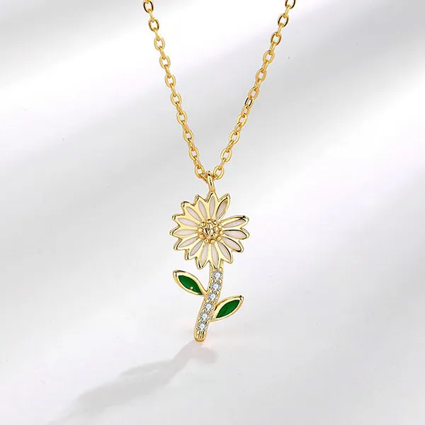 Dây Chuyền Nữ Lili Jewelry Đính Đá CZ Hoa Cúc Nhỏ LILI_719985 Màu Vàng Gold - Trang sức - Vua Hàng Hiệu