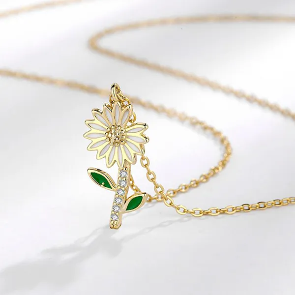 Dây Chuyền Nữ Lili Jewelry Đính Đá CZ Hoa Cúc Nhỏ LILI_719985 Màu Vàng Gold - Trang sức - Vua Hàng Hiệu